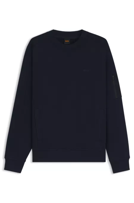 Cotton-blend sweatshirt with zipped sleeve pocket