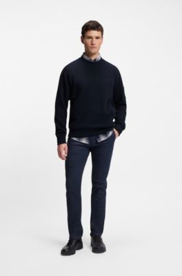 Cotton-blend sweatshirt with zipped sleeve pocket, Dark Blue