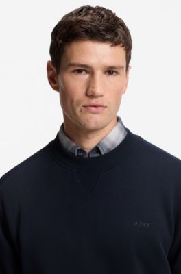 Cotton-blend sweatshirt with zipped sleeve pocket, Dark Blue