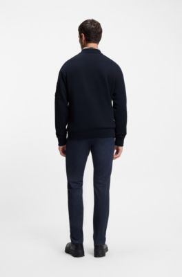 Cotton-blend sweatshirt with zipped sleeve pocket, Dark Blue