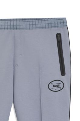 Jogginghose aus Stretch-Piqu&eacute; mit Karo-Print, Grau