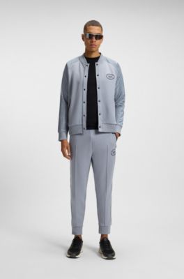 Jogginghose aus Stretch-Piqu&eacute; mit Karo-Print, Grau