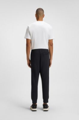 Check-print tracksuit bottoms in stretch piqu&eacute;, Dark Blue
