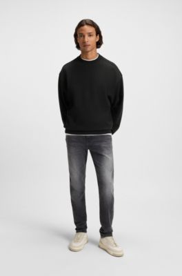 Oversized-fit sweatshirt in a cotton blend, Black