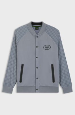 Sweatjacke mit Karo-Print und Knopfleiste, Grau