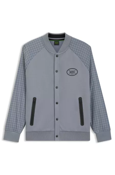 Sudadera con estampado a cuadros y parte delantera abotonada