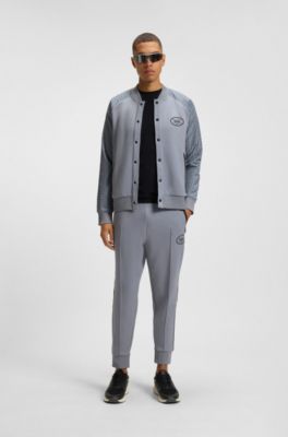 Check-print sweatshirt with buttoned front, Grey