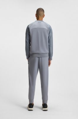 Check-print sweatshirt with buttoned front, Grey