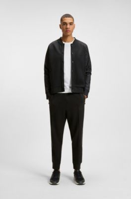 Check-print sweatshirt with buttoned front, Dark Blue