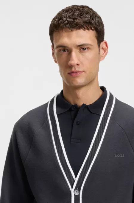 Relaxed-fit cardigan with contrast stripes