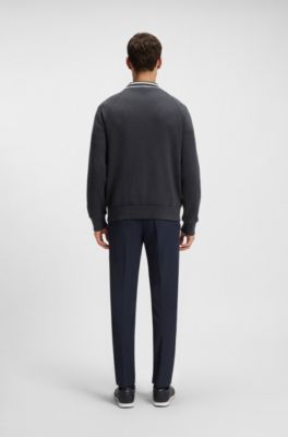 Relaxed-fit cardigan with contrast stripes, Dark Blue