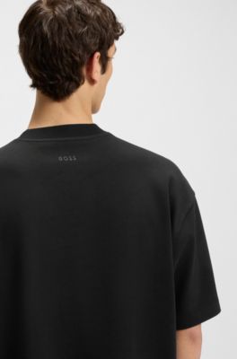 T-shirt oversize en coton stretch, Noir