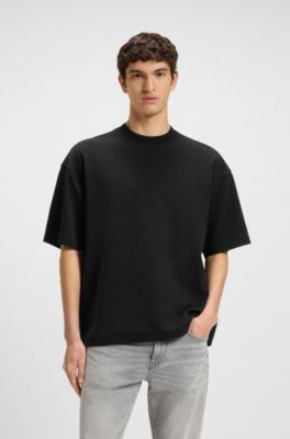 Oversized-fit T-shirt in stretch cotton, Black