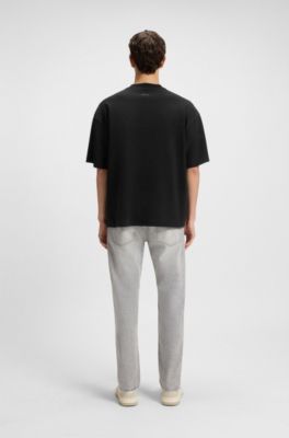 T-shirt oversize en coton stretch, Noir