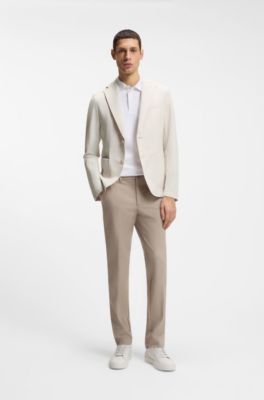 Packable slim-fit blazer in water-repellent stretch fabric, Natural