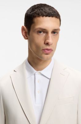 Packable slim-fit blazer in water-repellent stretch fabric, Natural