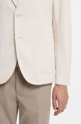 Packable slim-fit blazer in water-repellent stretch fabric, Natural