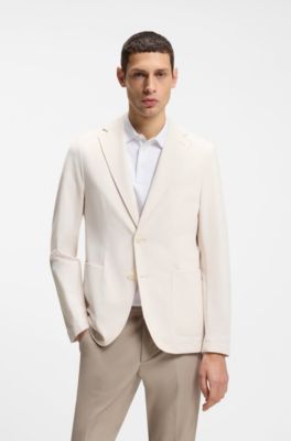 Packable slim-fit blazer in water-repellent stretch fabric, Natural