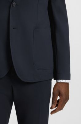 Packable slim-fit blazer in water-repellent stretch fabric, Dark Blue