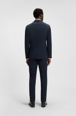 Packable slim-fit blazer in water-repellent stretch fabric, Dark Blue