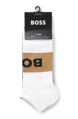 Three-pack of ankle-length socks in a cotton blend, White / Grey / Black