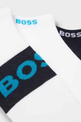 Three-pack of ankle-length socks in a cotton blend, White / Black