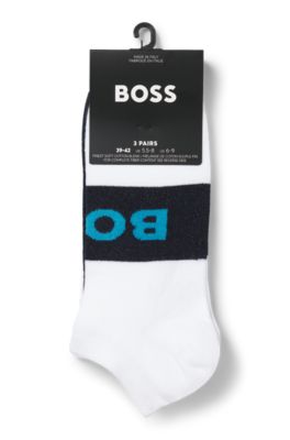 Three-pack of ankle-length socks in a cotton blend, White / Black