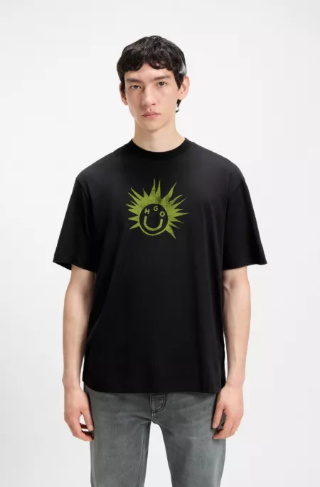 Cotton-jersey T-shirt with graphic logo print