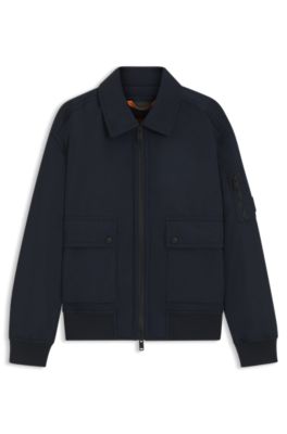 Water-repellent bomber jacket with detachable liner, Dark Blue