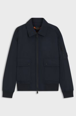 Water-repellent bomber jacket with detachable liner, Dark Blue