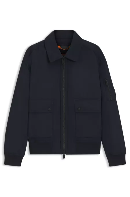 Water-repellent bomber jacket with detachable liner