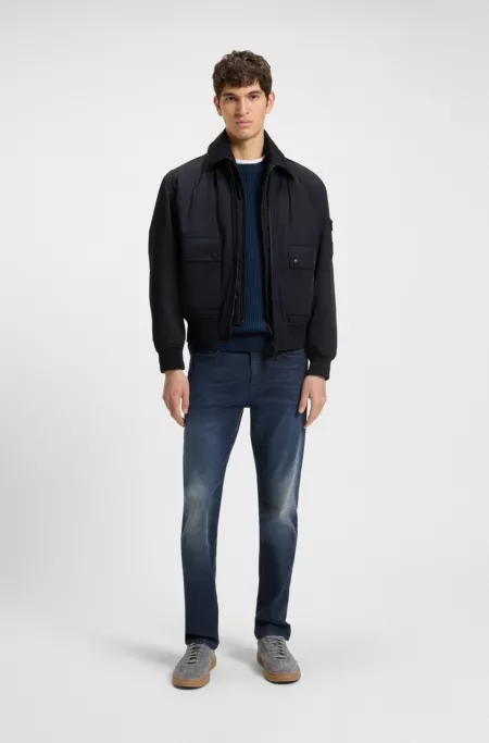 Water-repellent bomber jacket with detachable liner