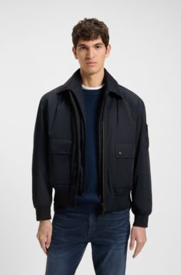 Water-repellent bomber jacket with detachable liner, Dark Blue