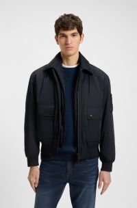 Water-repellent bomber jacket with detachable liner, Dark Blue