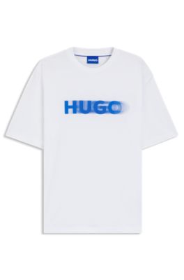 All-gender T-shirt with blurred logo print, White