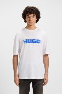 T-shirt unisexe à logo imprimé flouté, Blanc