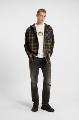 Cotton-jersey T-shirt with Happy HUGO artwork, Natural