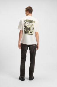 Cotton-jersey T-shirt with Happy HUGO artwork, Natural