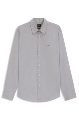 Regular-fit shirt in stretch-cotton dobby, Light Green