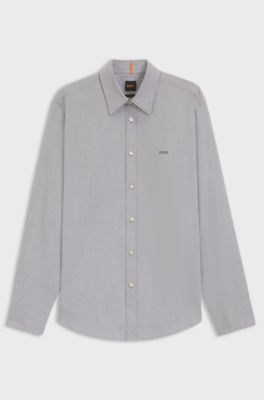 Regular-fit shirt in stretch-cotton dobby, Light Green