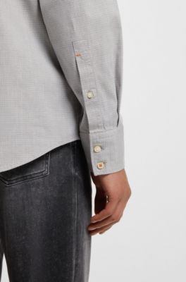 Regular-fit shirt in stretch-cotton dobby, Light Green