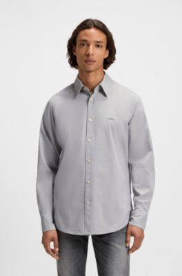 Regular-fit shirt in stretch-cotton dobby, Light Green