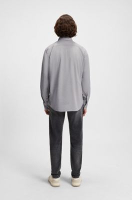 Regular-fit shirt in stretch-cotton dobby, Light Green