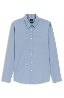 Regular-fit shirt in stretch-cotton dobby, Light Blue