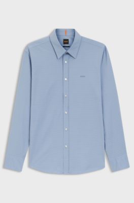 Chemise Regular en coton stretch fa&ccedil;onn&eacute;, bleu clair