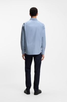 Regular-fit shirt in stretch-cotton dobby, Light Blue
