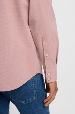 Regular-fit shirt in stretch-cotton dobby, Light Orange