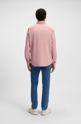 Regular-fit shirt in stretch-cotton dobby, Light Orange