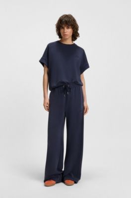 Regular-fit T-shirt with handwritten logo, Dark Blue