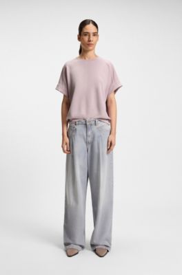 Regular-fit T-shirt with handwritten logo, Light Purple